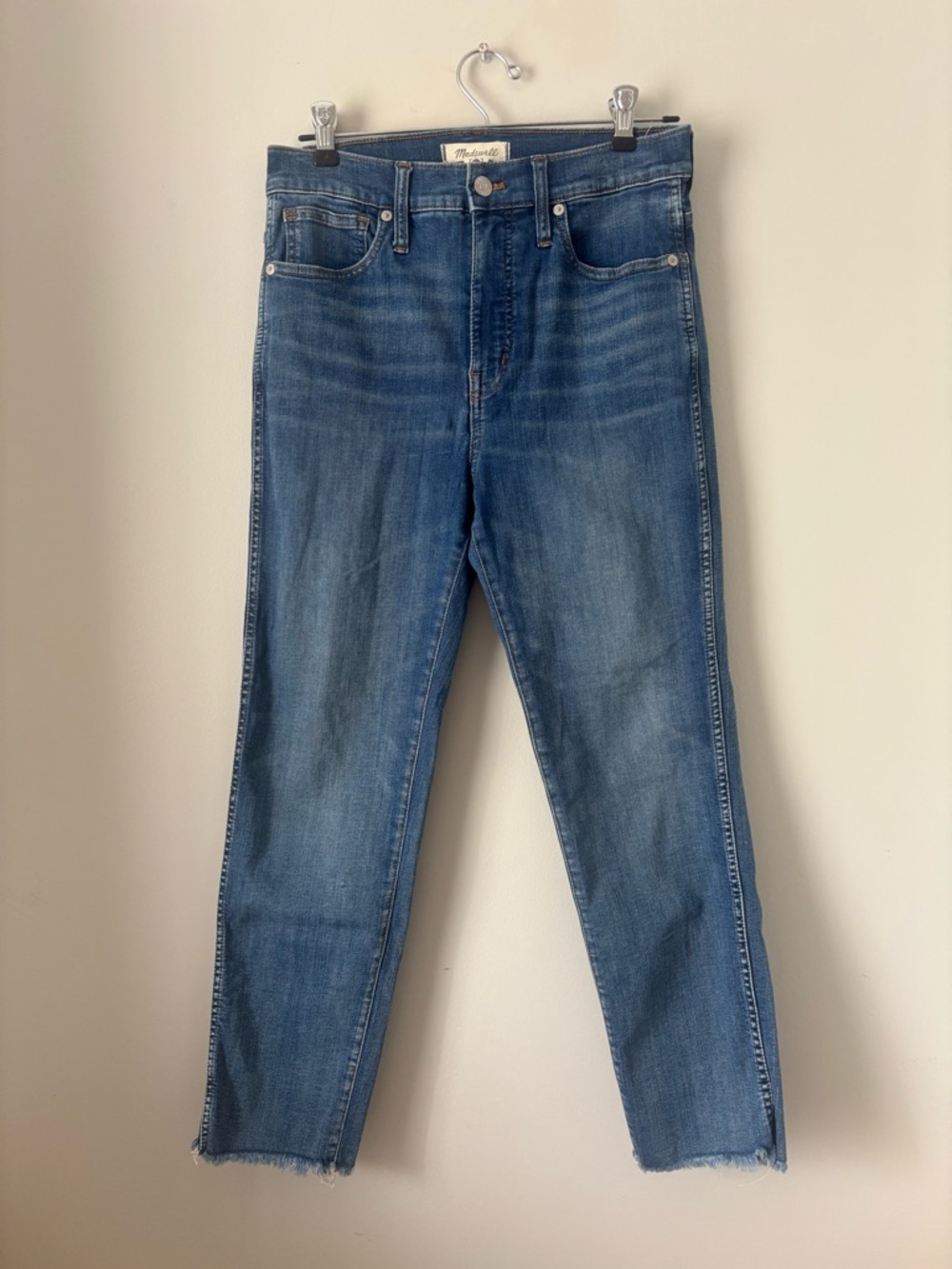 Madewell stovepipe jeans 27 frayed ankle